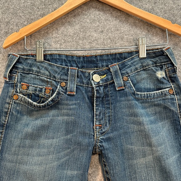 True Religion Bobby Jeans Womens Size 30 Blue Denim Bootcut Lowrise Medium Wash - Picture 3 of 16